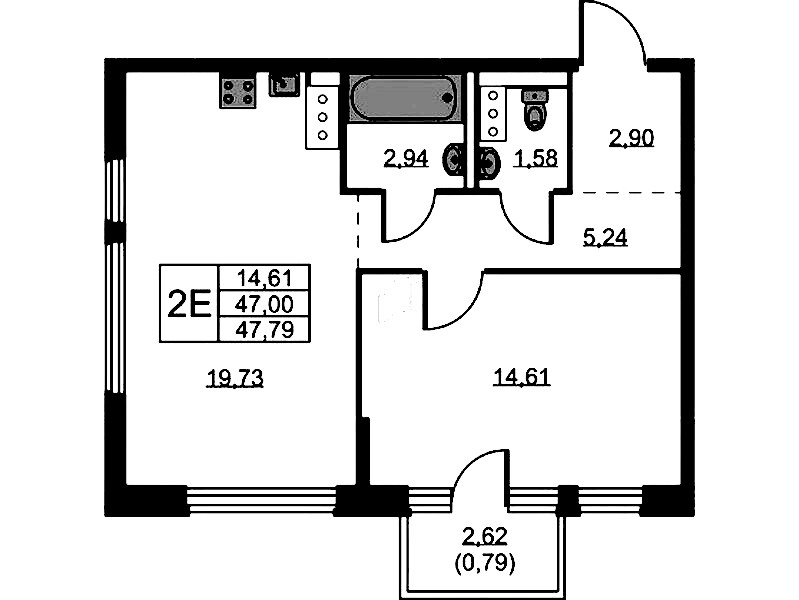 1-комнатная квартира 47.79 м², 4/11 эт., ЖК «Новое Колпино»